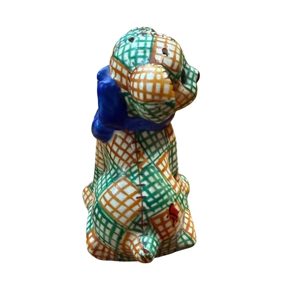 Brayton Laguna‎ Pottery Gingham Dog Shaker Vintage Patchwork Kitsch Folk Art 3